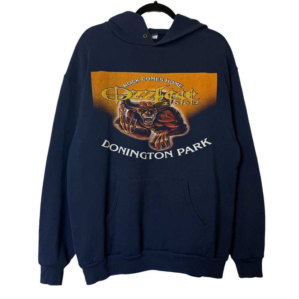 Vintage 2002 Ozzfest Donington Park Hoodie Ozzy Osbourne Cradle Of Filth Sz L